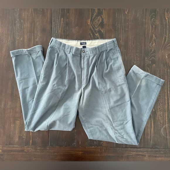 VINTAGE ● IZOD ● Pleated Blue-Grey Chinos - Picture 2 of 2